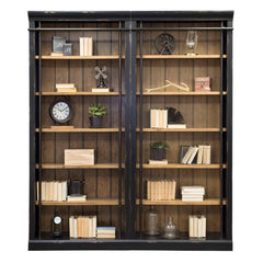 8ft Tall Wood Bookcase Wall with Ladder