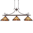 Tiffany Stained Glass 3-Light Pendant Chandelier