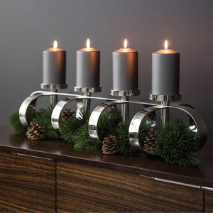 4-Bulb Pillar Candle Holder - Nickel Plated Aluminium, Silver