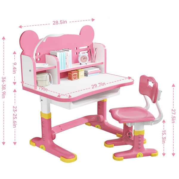 Height Adjustable Kids Desk and Chair Set