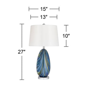 Coastal Art Glass Table Lamps Set of 2