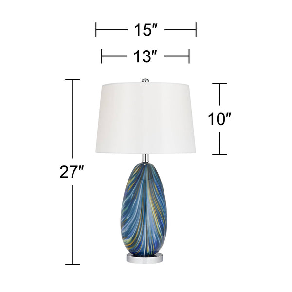 Coastal Art Glass Table Lamps Set of 2