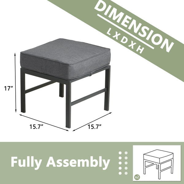 Aluminum Outdoor Ottoman Set of 2 with Cushions