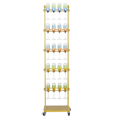 5-Tier Metal Champagne Wall Stand – 40-Glass Stemware Display Rack