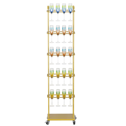 5-Tier Metal Champagne Wall Stand – 40-Glass Stemware Display Rack