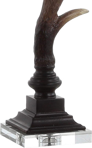 Antler Rustic Table Lamp – Brown, Crystal Base, Linen Shade