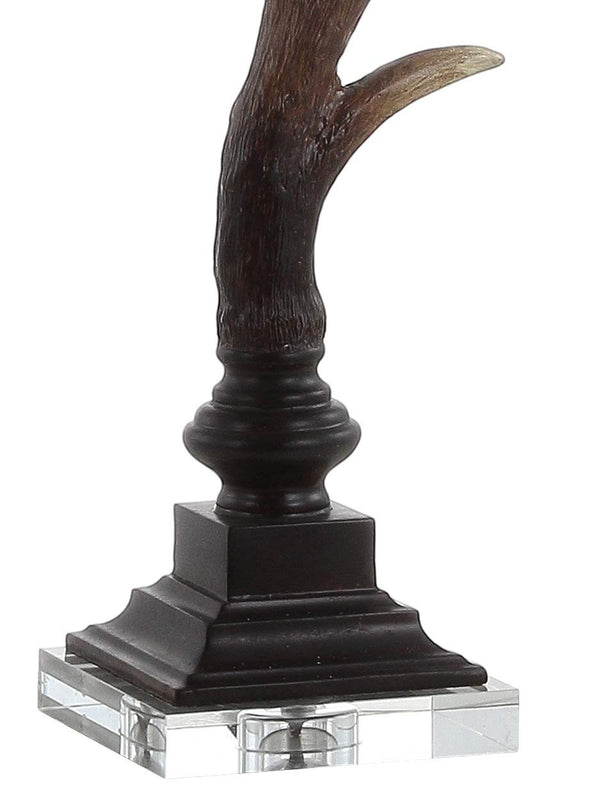 Antler Rustic Table Lamp – Brown, Crystal Base, Linen Shade