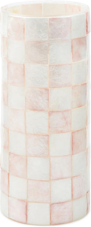 Capiz Glass Small Decorative Vase – Check Pattern