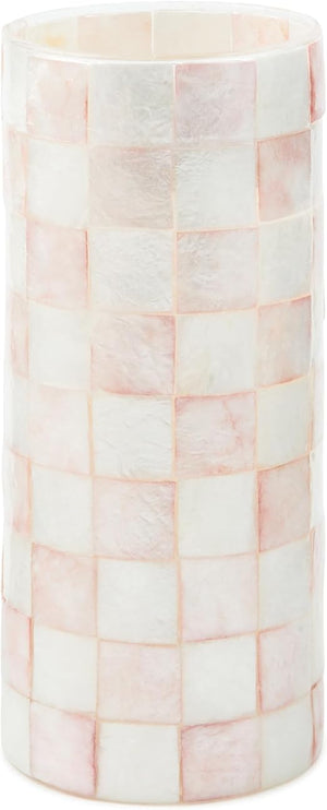Capiz Small Flower Vase – Check Pattern