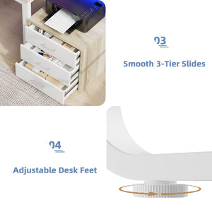 67-Inch Home Office Desk with Drawers and LED Lights