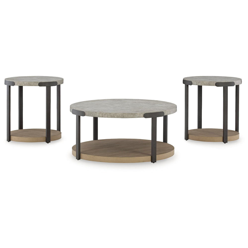 Round 3-Piece Occasional Table Set with Casters