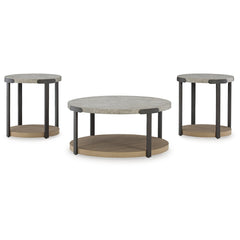 Round 3-Piece Occasional Table Set with Casters