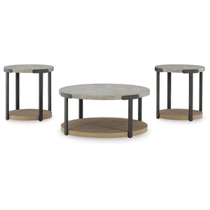 Round 3-Piece Occasional Table Set with Casters