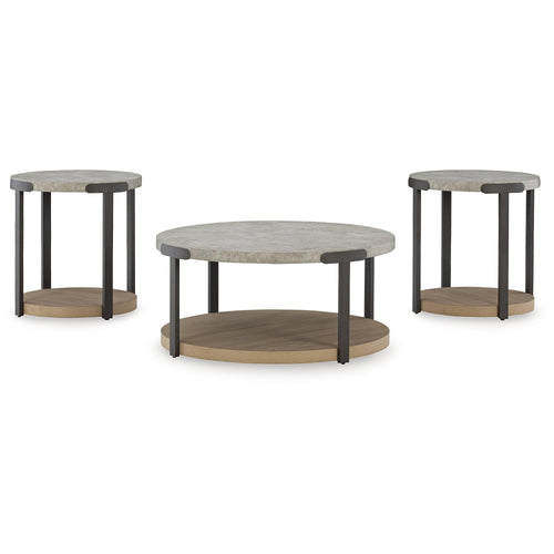 Round 3-Piece Occasional Table Set with Casters