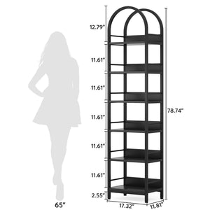 6-Tier Arched Bookcase with Metal Frame
