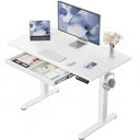 Electric Standing Desk with Drawer – 47" Adjustable Height, White
