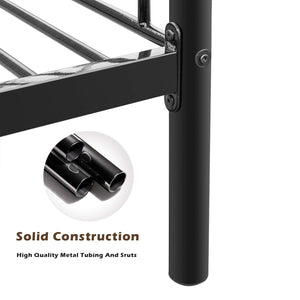 Twin Over Twin Metal Bunk Bed with Flat Ladder & High Guardrail