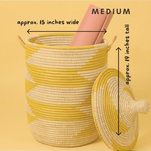 Wicker Storage Basket with Lid and Handles