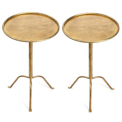 Round Bronze Pedestal Side Table, Set of 2
