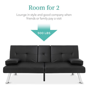 Convertible Futon Sofa Bed with Removable Armrests