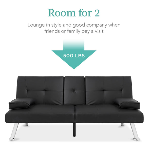 Convertible Futon Sofa Bed with Removable Armrests