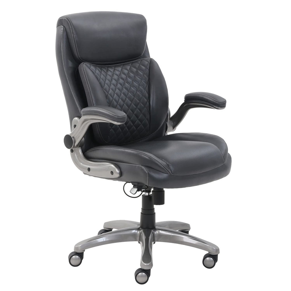 Ergonomic Executive Office Chair with Lumbar Support & Flip-Up Armrests