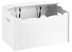 Amazon Basics Kids Wooden Toy Storage Chest with Safety Lid, Spacious Organizer for Bedroom, White, 30" x 18" x 19"