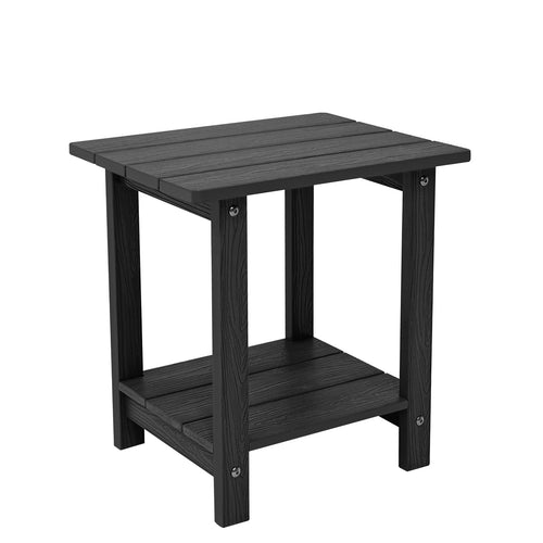 Melucivi Weather Resistant Outdoor Side Table, Double Small Adirondack Side Table for Adirondack Chair - Indoor Outdoor End Table, Patio Table for Pool, Deck and Porch (Black)