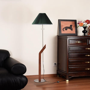 Mid-Century Modern Adjustable Floor Lamp with Pleated Shade