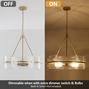 Round Glass Chandelier 22-Inch | Dining Room & Foyer Ceiling Light