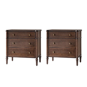 Fluted End Table with Charging Station & Wood Drawers