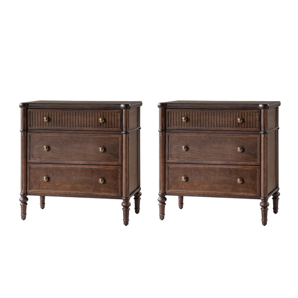 Fluted End Table with Charging Station & Wood Drawers