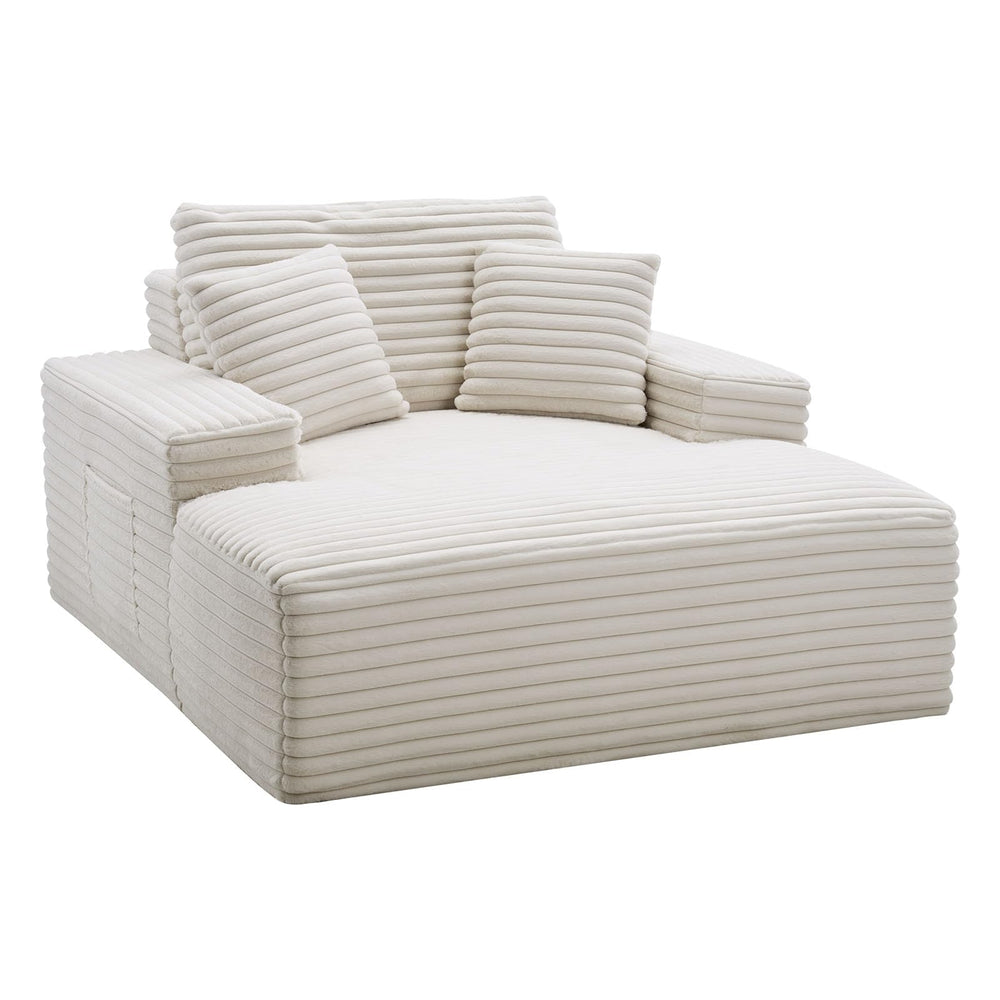 Oversized Faux Fur Chaise Lounge Chair with Pillows & Armrests