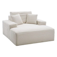 Oversized Faux Fur Chaise Lounge Chair with Pillows & Armrests