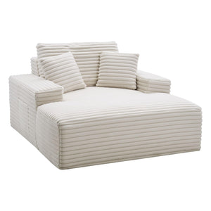 Oversized Faux Fur Chaise Lounge Chair with Pillows & Armrests