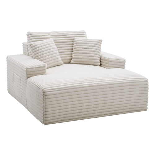 Oversized Faux Fur Chaise Lounge Chair with Pillows & Armrests