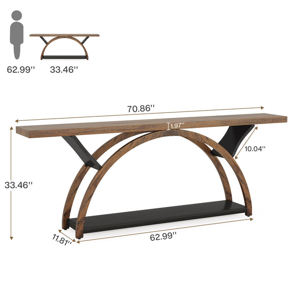 70.87" 2-Tier Console Table with Half Moon Frame