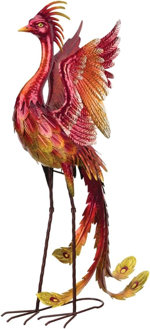 Red Phoenix Metal Statue – Indoor & Outdoor Decorative Sculpture
