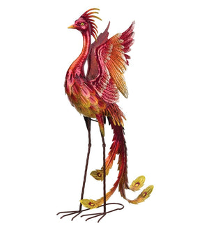 Red Phoenix Metal Statue – Indoor & Outdoor Decorative Sculpture