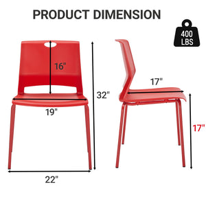 Stackable Chairs Set of 4 with Metal Frame