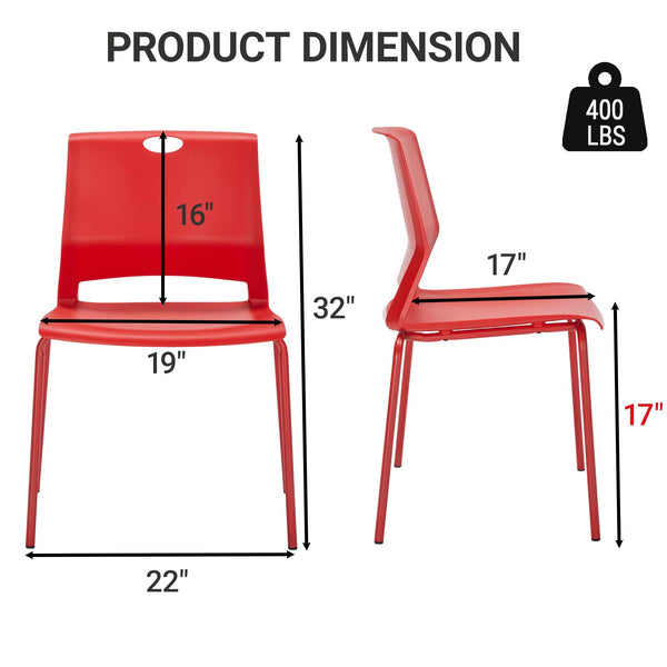 Stackable Chairs Set of 4 with Metal Frame