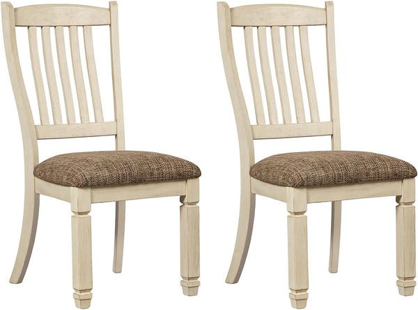 Antique White Upholstered Dining Chair Set of 2