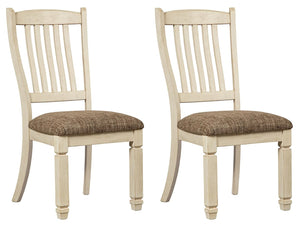 Antique White Upholstered Dining Chair Set of 2