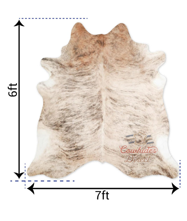 Genuine Cowhide Area Rug – Light Brindle, 72" x 84"