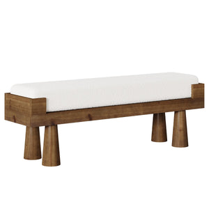 Upholstered Entryway & Bedroom Bench with Rubberwood Legs