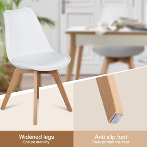 Modern PU Leather Dining Chairs with Wood Legs