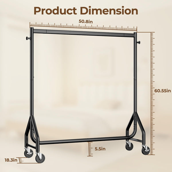 Heavy Duty Rolling Clothes Rack with Wheels