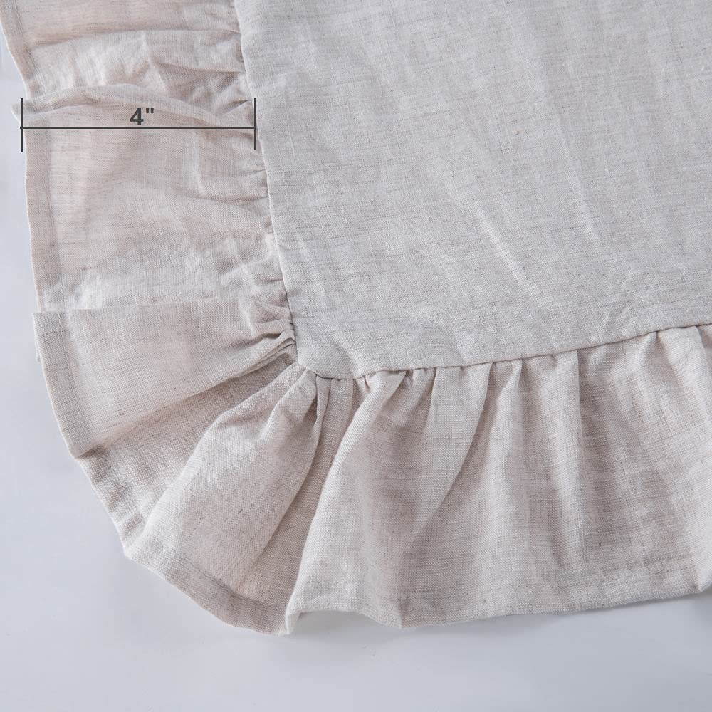 Washed Linen Euro Pillow Shams Set of 2 – 26x26 Ruffled Style