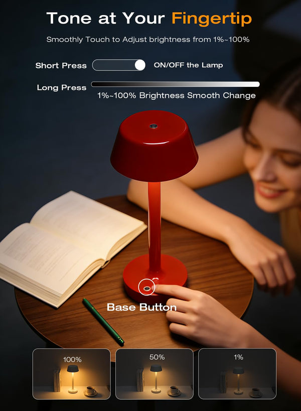 Cordless Rechargeable LED Table Lamp with Touch Dimming