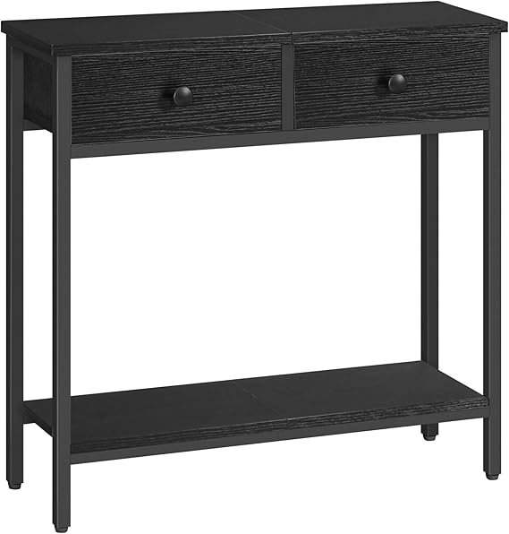 Narrow Console Table with 2 Fabric Drawers & 2-Tier Storage Shelves